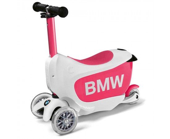 اسکوتر سفید صورتی بچهگانه بی ام و BMW اسکوتر سفید صورتی بچهگانه بی ام و BMW