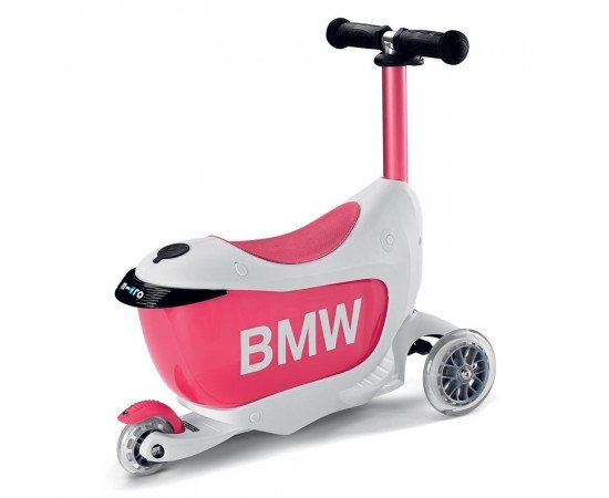 اسکوتر سفید صورتی بچهگانه بی ام و BMW اسکوتر سفید صورتی بچهگانه بی ام و BMW